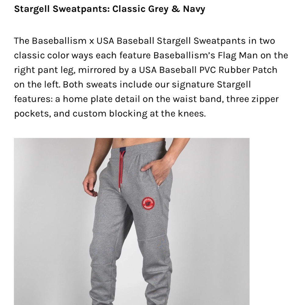 Stargell Sweatpants (Grey) - w/red and navy accents Baseballismx USA Baseball: